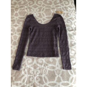 Purple knit long sleeve with cut out pattern